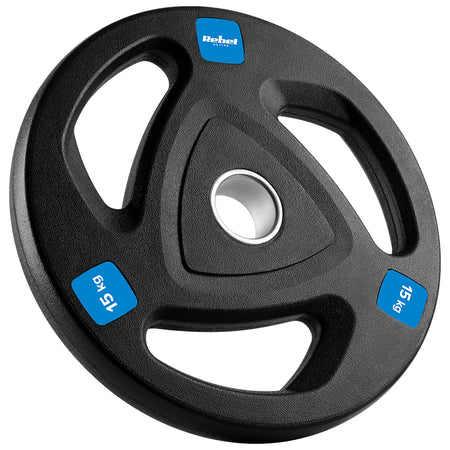 Set 2 discuri greutate din fontă cauciucată de 15 kg cu orificiu de 51 mm Rebel RBA-2111