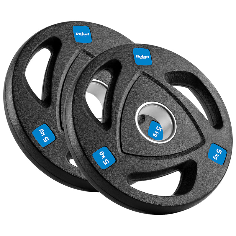 Set discuri de greutate din fontă cauciucată 30 kg cu 14 bucăți și orificiu de 51 mm Rebel RBA-2113