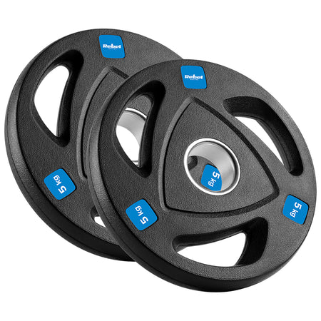Set discuri de greutate din fontă cauciucată 30 kg cu 14 bucăți și orificiu de 51 mm Rebel RBA-2113