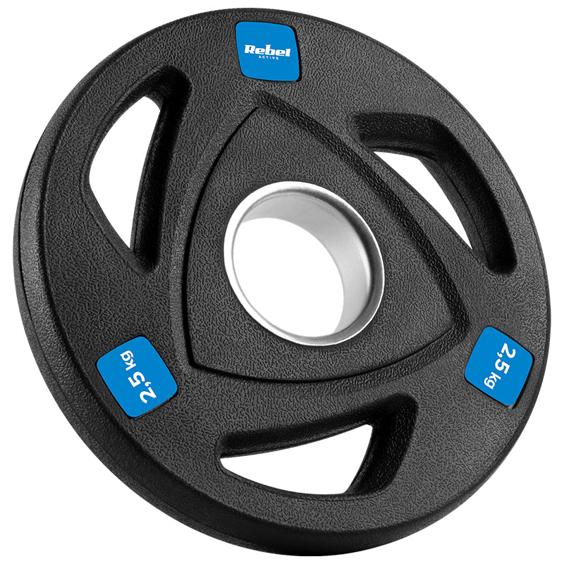 Set discuri de greutate din fontă cauciucată 30 kg cu 14 bucăți și orificiu de 51 mm Rebel RBA-2113