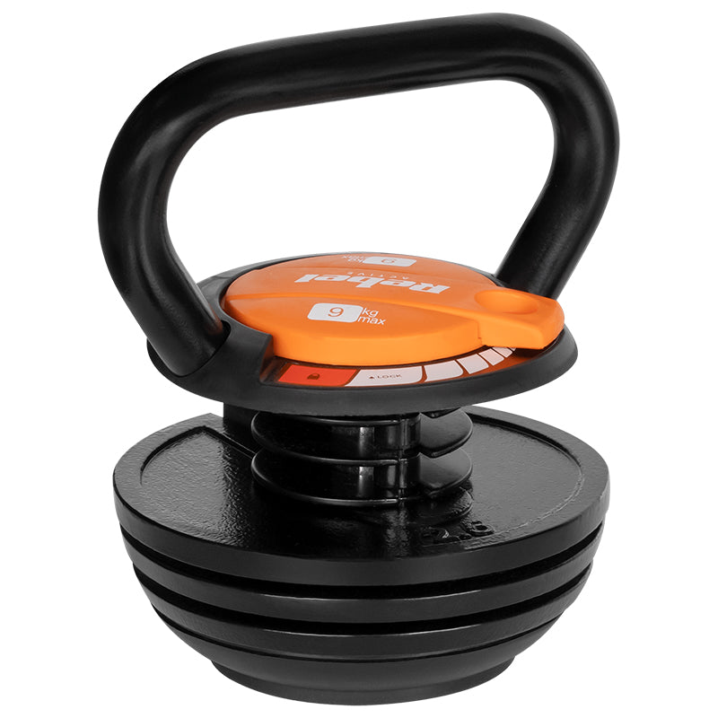 Kettlebell ajustabil din fontă 2,3-9 kg cu 6 discuri Rebel RBA-2324-9
