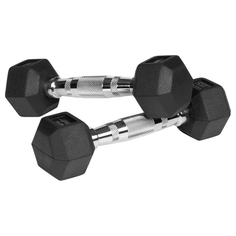 Set 2 gantere hexagonale din fontă cauciucată de 2 × 1 kg Rebel RBA-2325-01