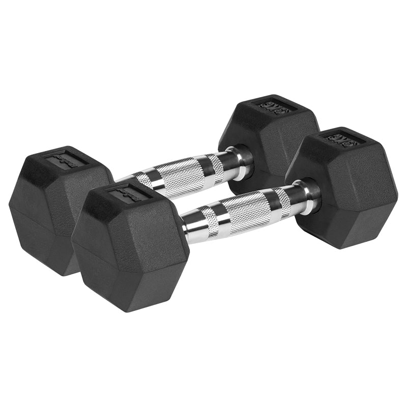 Set de 2 gantere hexagonale din fontă cauciucată de 3 kg Rebel RBA-2325-03