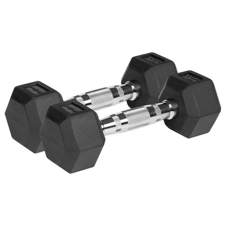 Set de 2 gantere hexagonale din fontă cauciucată de 3 kg Rebel RBA-2325-03