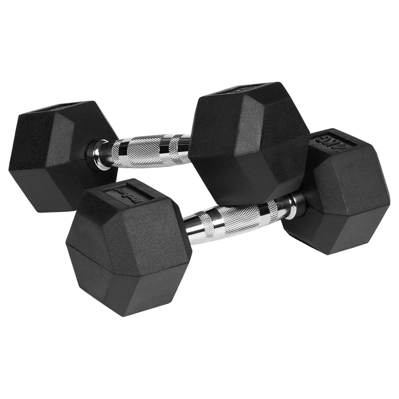 Set gantere hexagonale de 2 x 4 kg din fontă cauciucată Rebel RBA-2325-04