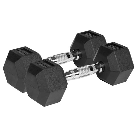 Set de 2 gantere hexagonale din fontă cauciucată de 5 kg Rebel RBA-2325-05