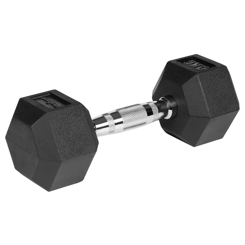 Set de 2 gantere hexagonale din fontă cauciucată de 5 kg Rebel RBA-2325-05