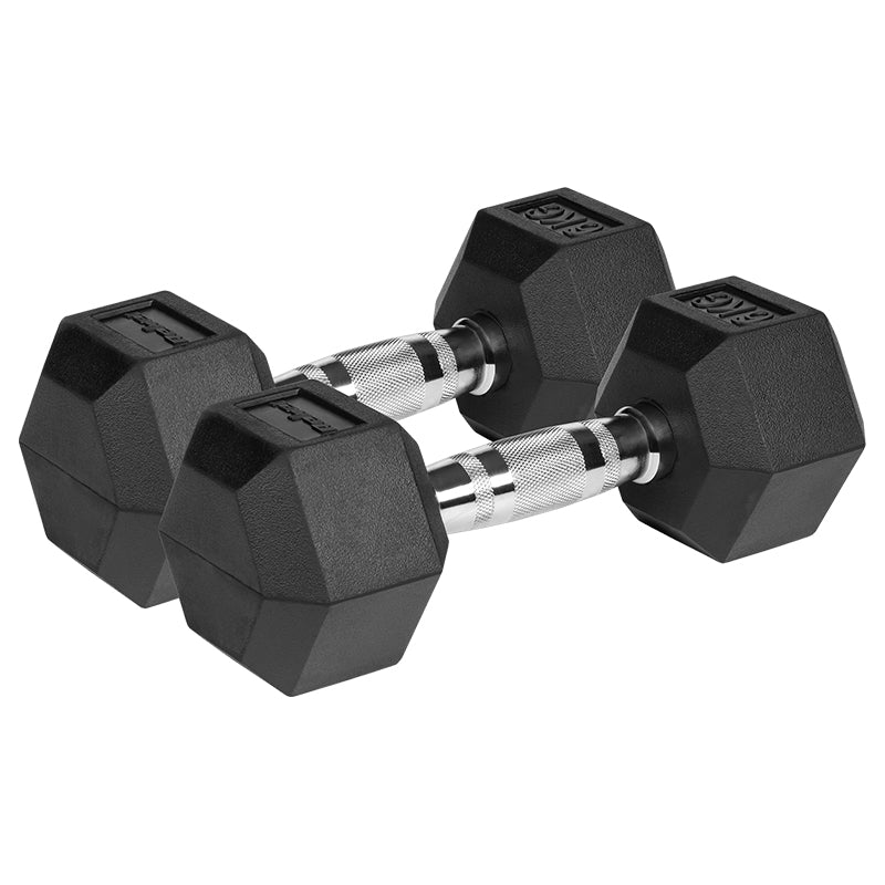 Set de 2 gantere hexagonale din fontă cauciucată de 6 kg Rebel RBA-2325-06