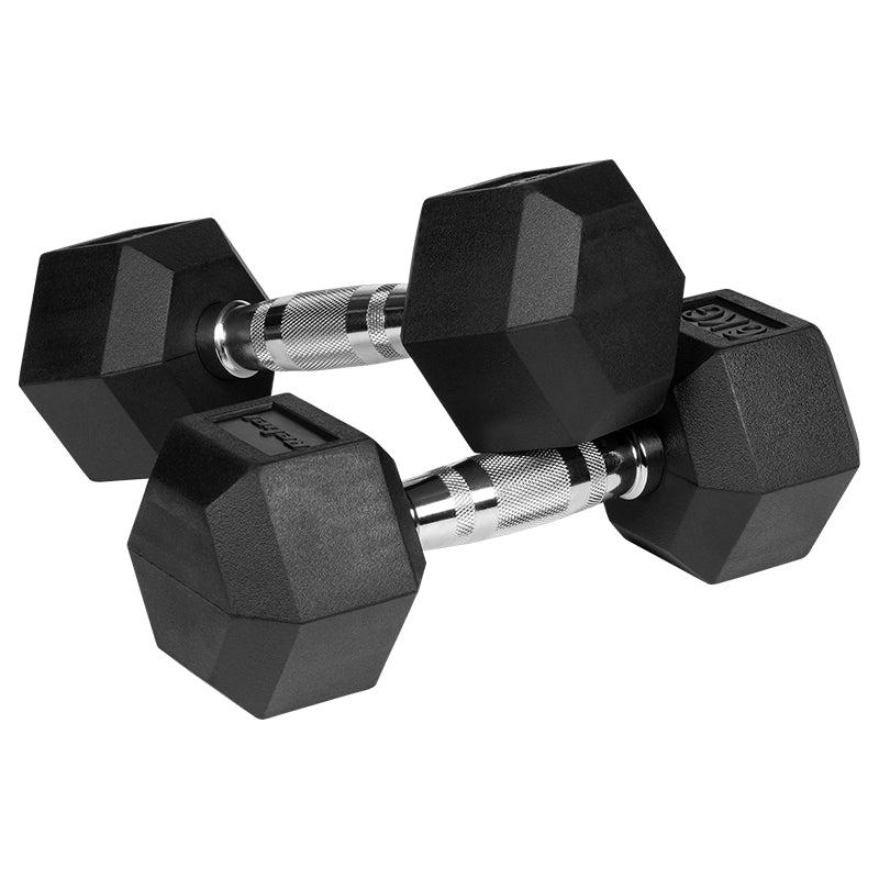 Set de 2 gantere hexagonale din fontă cauciucată de 6 kg Rebel RBA-2325-06
