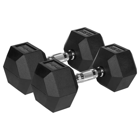 Set 2 gantere hexagonale din fontă cauciucată de 2 x 12,5 kg Rebel RBA-2325-12.5