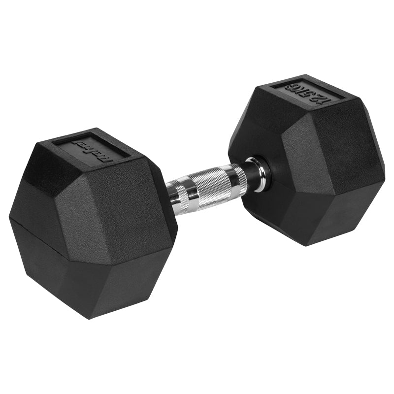 Set 2 gantere hexagonale din fontă cauciucată de 2 x 12,5 kg Rebel RBA-2325-12.5