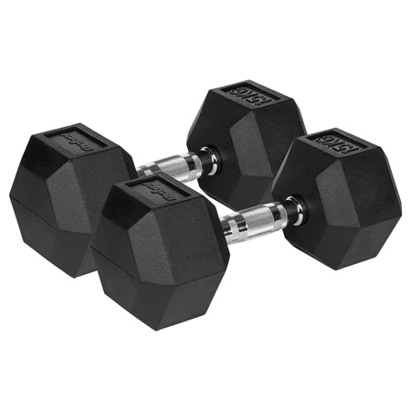 Set 2 gantere hexagonale din fontă cauciucată de 15 kg Rebel RBA-2325-15
