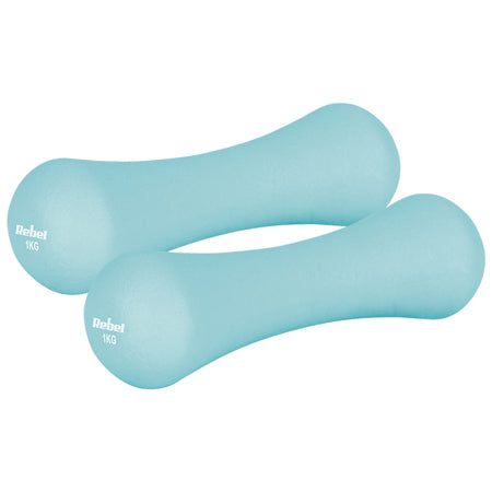 Set 2 gantere din fontă cu înveliș din neopren de 1 kg Rebel RBA-2329-1
