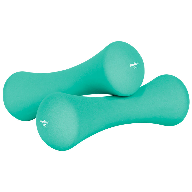 Set de 2 gantere din fontă cu înveliș din neopren de 3 kg Rebel RBA-2329-3