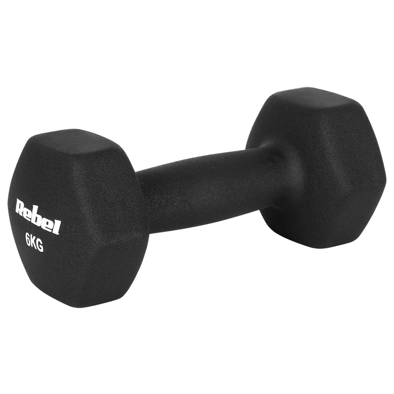 Set de 2 gantere hexagonale de 6 kg din fontă cu înveliș din neopren Rebel RBA-2330-6