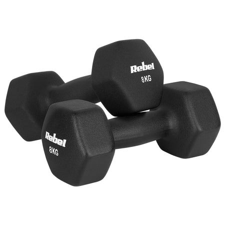 Set 2 gantere hexagonale din fontă cu înveliș din neopren de 8 kg Rebel RBA-2330-8