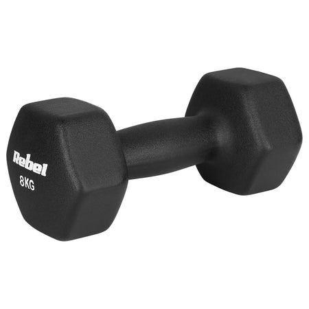 Set 2 gantere hexagonale din fontă cu înveliș din neopren de 8 kg Rebel RBA-2330-8