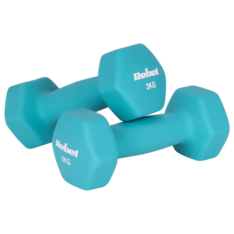 Set gantere hexagonale cu înveliș din neopren 6 bucăți 12 kg Rebel RBA-2330-S3