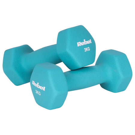 Set gantere hexagonale cu înveliș din neopren 6 bucăți 12 kg Rebel RBA-2330-S3
