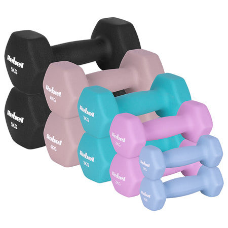 Set 10 gantere hexagonale din fontă cu înveliș din neopren 30 kg Rebel RBA-2330-S5