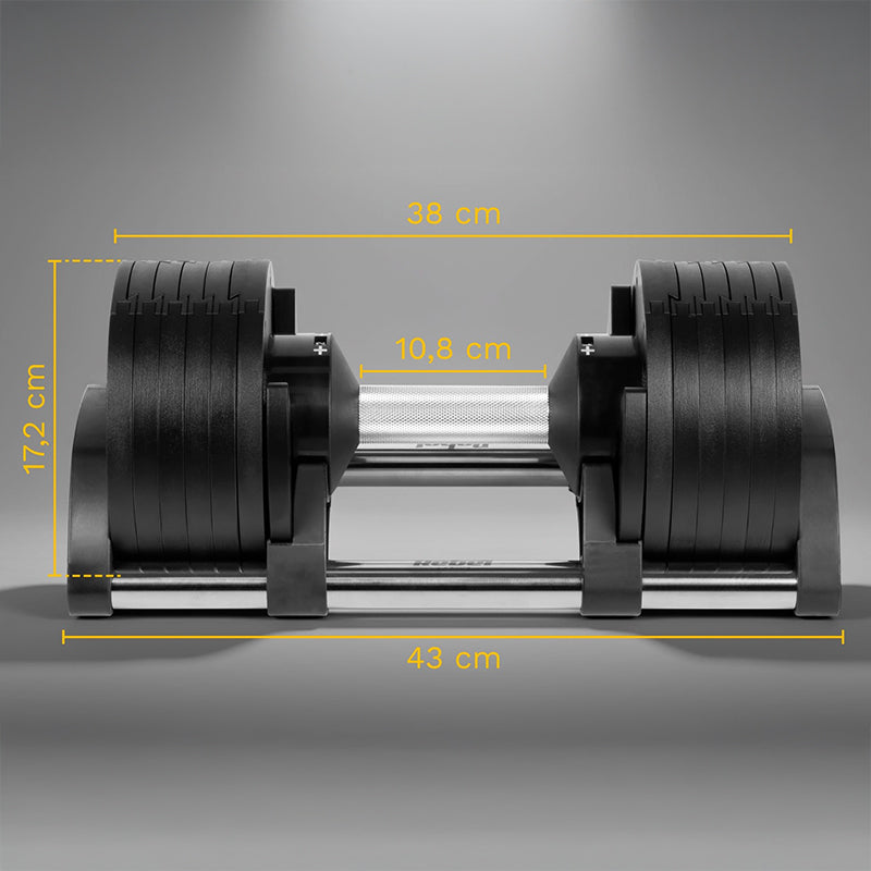 Ganteră reglabilă automată cu greutate 2-24 kg în 12 configurații Rebel RBA-2332-24