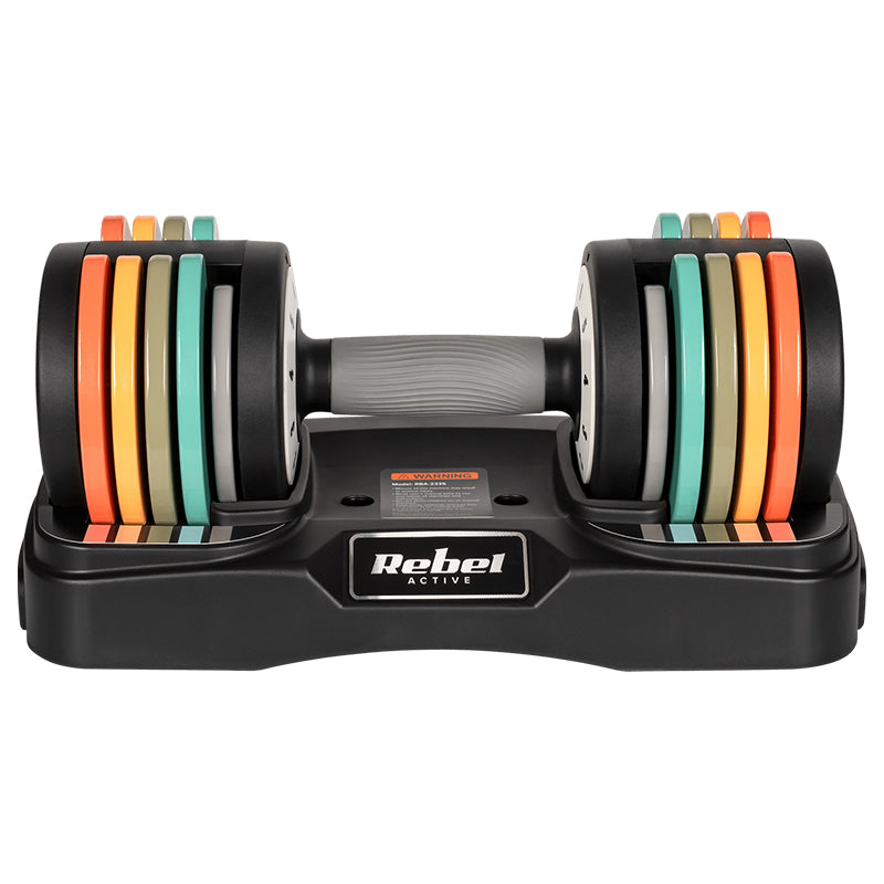 Set 2 gantere reglabile din fontă de 1-10 kg cu ajustare prin rotirea mânerului Rebel RBA-2335