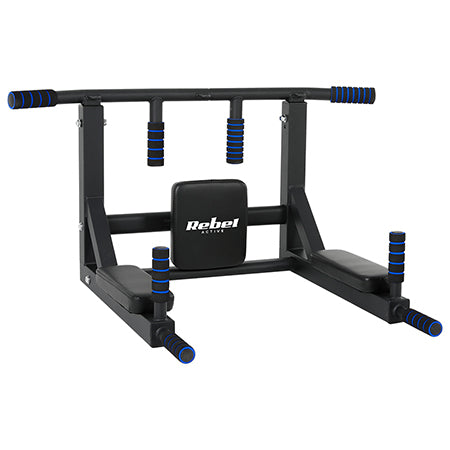 Bară exerciții pentru tracțiuni cu mânere anti-alunecare, montaj pe perete, Rebel RBA-2401