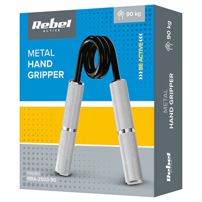 Extensor metalic pentru mână cu rezistență de 90 kg și mânere zimțate Rebel RBA-2503-90