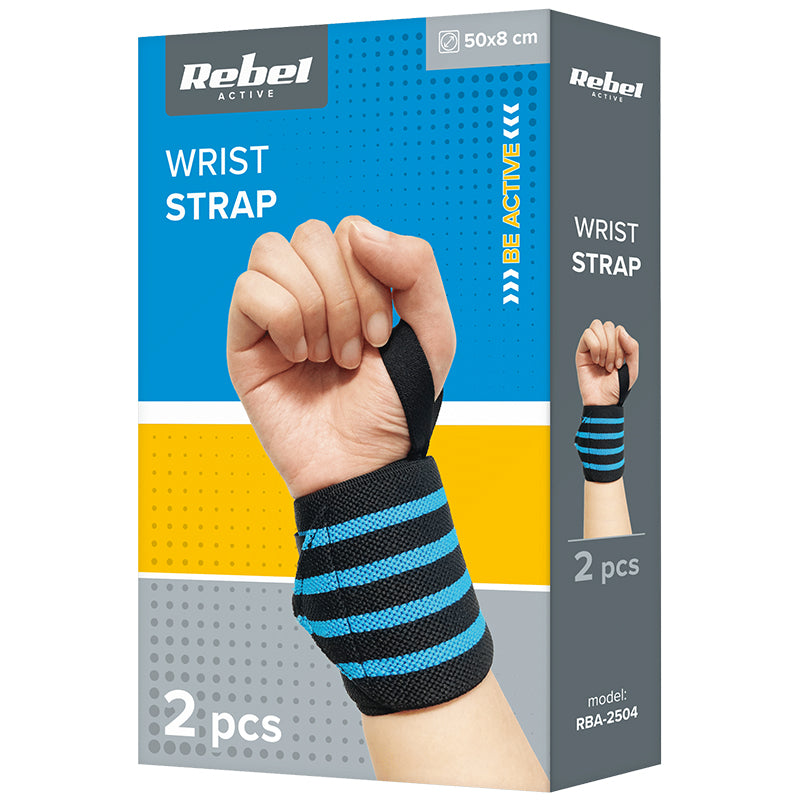 Set 2 benzi de strângere pentru încheietură din poliester de 50 cm cu închidere Velcro Rebel RBA-2504