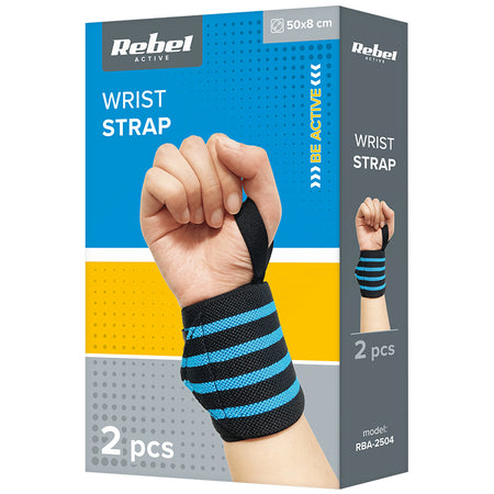 Set 2 benzi de strângere pentru încheietură din poliester de 50 cm cu închidere Velcro Rebel RBA-2504