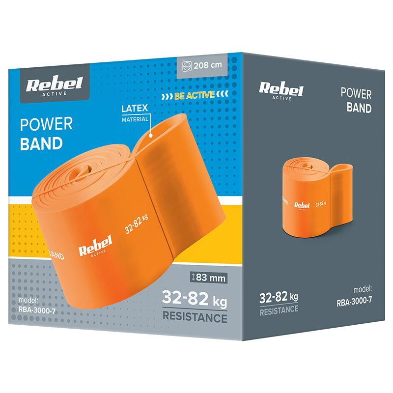 Bandă elastică latex de 208 cm cu rezistență 32-82 kg Rebel RBA-3000-7