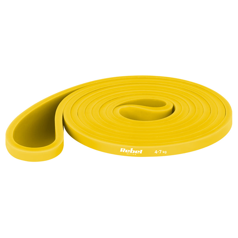 Set 3 benzi elastice din latex Power Band 4-32 kg cu lungime de 208 cm Rebel RBA-3000-S3