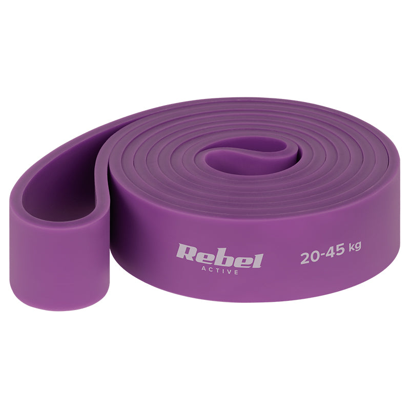 Set 4 benzi elastice latex power band de 208 cm cu rezistență 4-45 kg Rebel RBA-3000-S4