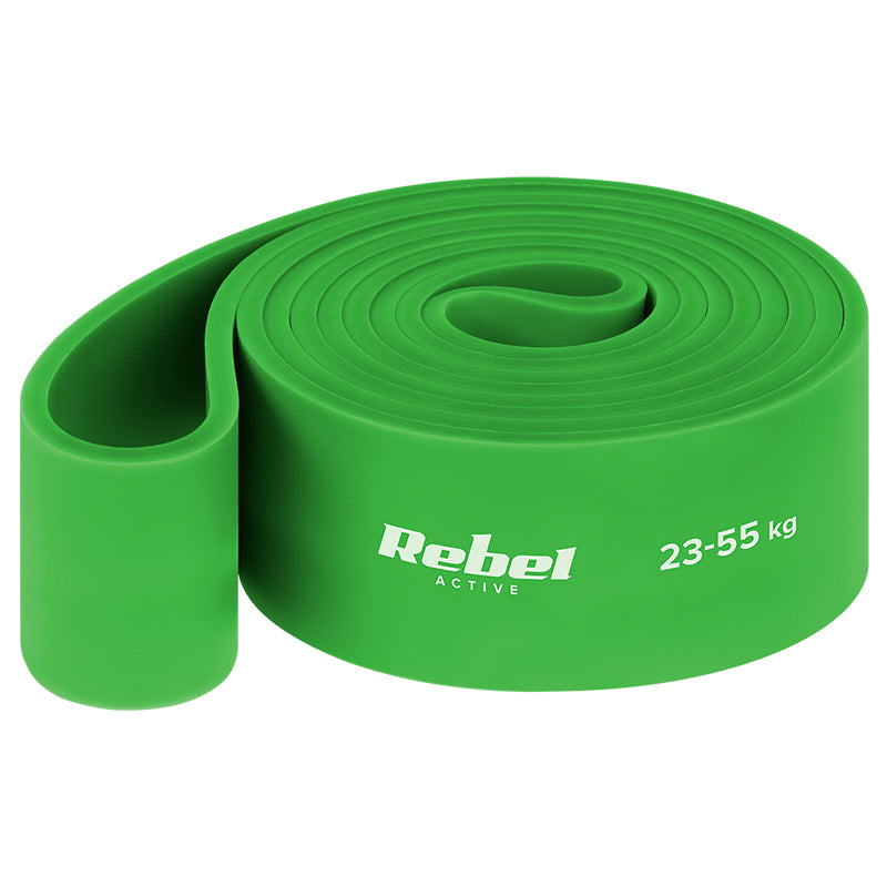 Set 7 benzi elastice Power Band din TPE cu rezistență 4-82 kg și lungime 208 cm Rebel RBA-3001-S7