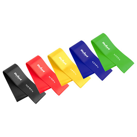 Set 5 benzi elastice din latex 60 cm cu rezistență 2-18 kg Rebel RBA-3002-CO