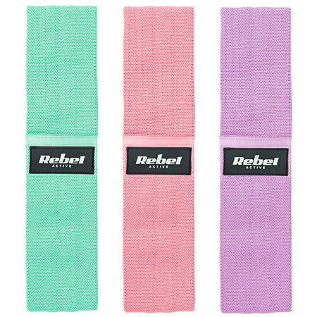 Set de 3 benzi elastice textile 70 × 8 cm cu rezistențe diferite Rebel RBA-3003