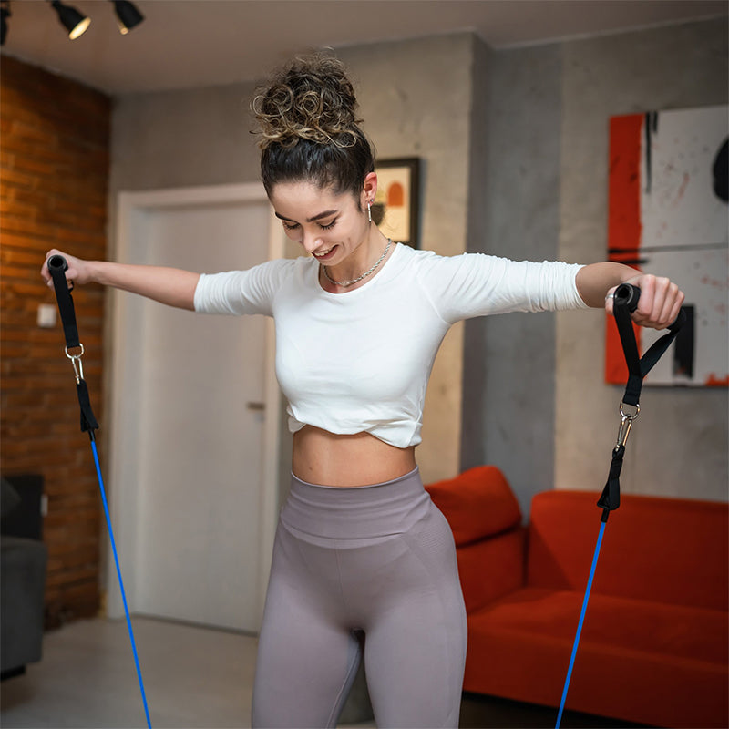 Set 5 benzi de rezistență POWER TUBE 5-30 kg cu mânere și curele de gleznă Rebel RBA-3006