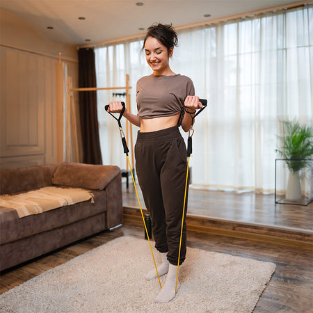 Set 5 benzi de rezistență POWER TUBE 5-30 kg cu mânere și curele de gleznă Rebel RBA-3006