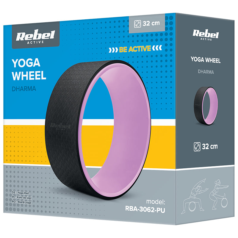 Roată yoga Dharma negru-violet cu diametru 32 cm și sarcină maximă 150 kg Rebel RBA-3062-PU