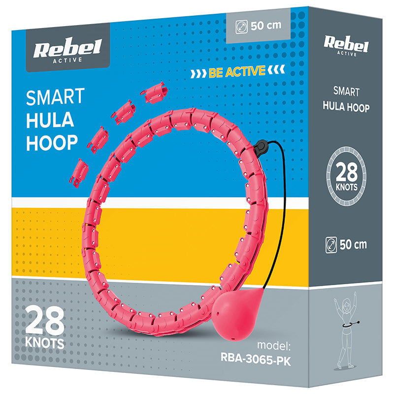 Cerc fitness smart hula hoop roz cu 28 de segmente și diametru de până la 50 cm Rebel RBA-3065-PK