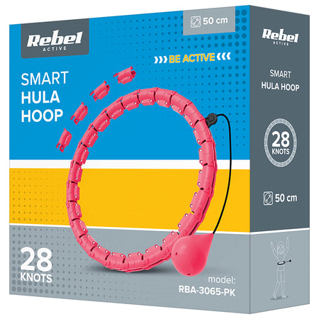 Cerc fitness smart hula hoop roz cu 28 de segmente și diametru de până la 50 cm Rebel RBA-3065-PK
