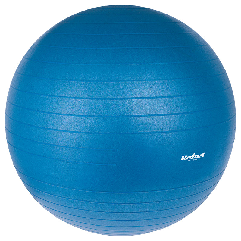 Minge de gimnastică cu pompă 65 cm și suprafață anti-alunecare Rebel RBA-3101-BL
