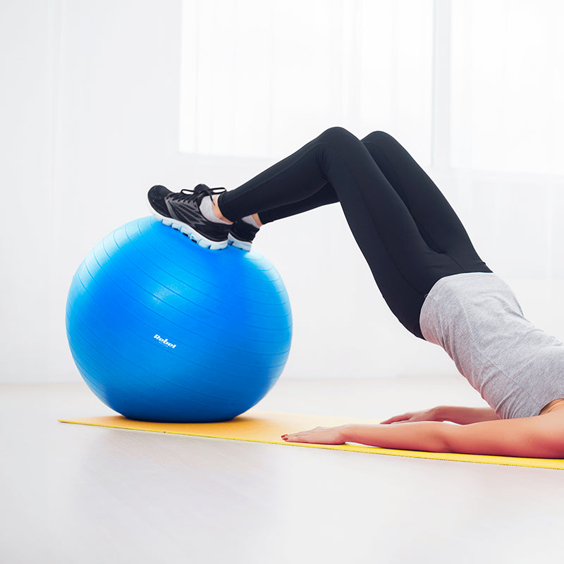 Minge de gimnastică cu pompă 65 cm și suprafață anti-alunecare Rebel RBA-3101-BL