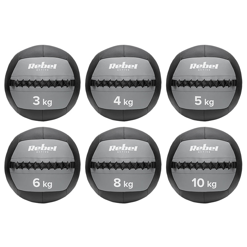 Minge medicinală pentru exerciții de 10 kg cu diametru de 35 cm din piele sintetică Rebel RBA-3107-10