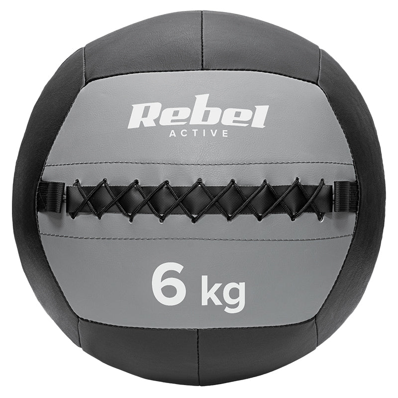 Minge medicinală pentru exerciții de 6 kg cu diametru de 35 cm din piele sintetică Rebel RBA-3107-6
