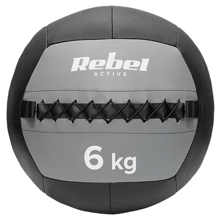 Minge medicinală pentru exerciții de 6 kg cu diametru de 35 cm din piele sintetică Rebel RBA-3107-6