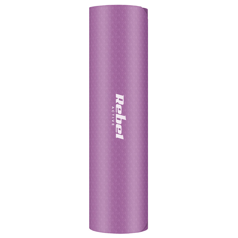 Saltea de yoga din TPE de 183 × 61 cm cu grosime de 6 mm violetă Rebel RBA-3152-PU
