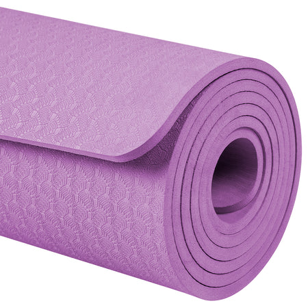 Saltea de yoga din TPE de 183 × 61 cm cu grosime de 6 mm violetă Rebel RBA-3152-PU