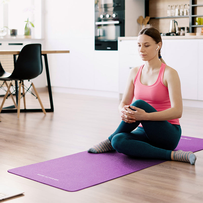 Saltea de yoga din TPE de 183 × 61 cm cu grosime de 6 mm violetă Rebel RBA-3152-PU