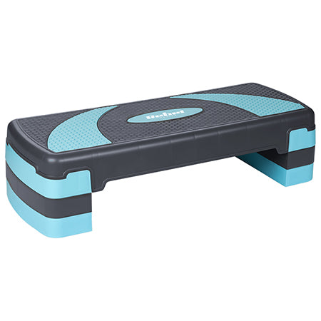 Stepper aerobic gri-albastru cu 3 nivele de înălțime și platformă 78 × 23 cm Rebel RBA-3225-BL